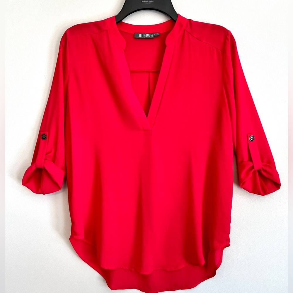 Allison Joy Evereve Piper Chiffon Top, Pink, Size Small